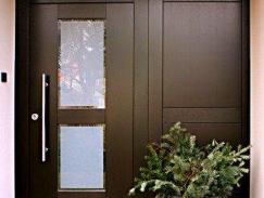 Meranti-Holztür mit Seitenteil - Oberlichtseitenteil zum Öffnen